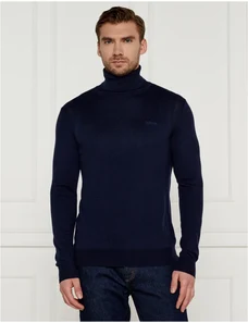 GUESS Rolák EBENEZER | Slim Fit |s příměsí hedvábí