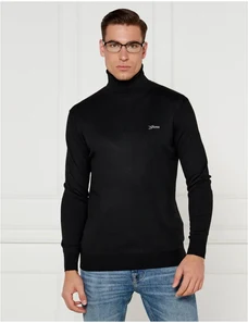 GUESS Rolák EBENEZER | Slim Fit |s příměsí hedvábí