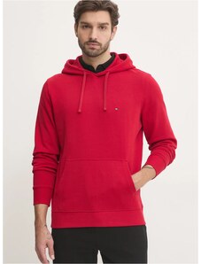 Bavlněná mikina Tommy Hilfiger pánská, červená barva, s kapucí, melanžová, MW0MW37235
