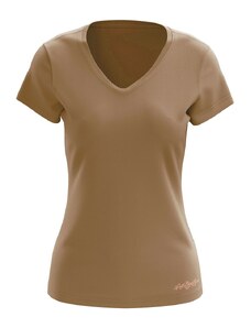 Suspect Animal Dámské funkční tričko SPORTY "V" krátký rukáv cappuccino Bamboo Ultra CLASSIC - Hnědá / XL