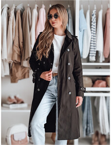 BASIC Černý dlouhý trenčkot s páskem SLIMFOTA Černá