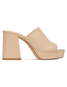 South Beach cork heeled mules in gold