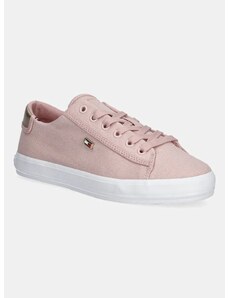 Tenisky Tommy Hilfiger VULC CANVAS LACE UP SNEAKER růžová barva, FW0FW08647
