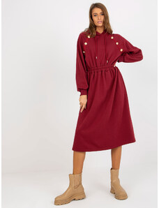 RELEVANCE Vínové delší mikinové šaty s kapucí -bordo Vínová