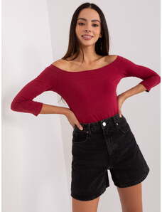 BASIC FEEL GOOD Dámské bordó tričko s odhalenými rukávy -bordo Vínová