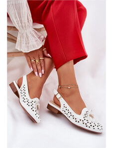 Boto Perforované baleríny s odhaleným podpatkem bílé Navinnia