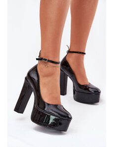 Boto Lakované Lodičky Na Vysokém Podpatku A Platformě Černé Nianka