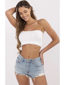 SUBLEVEL Bílý dámský crop top bez ramínek -white Bílá