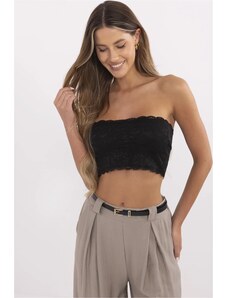 SUBLEVEL Černý dámský crop top bez ramínek -black Černá