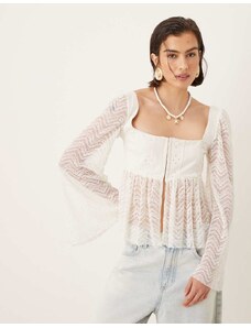 ASOS EDITION lace long sleeve crop top maxi wedding dress-White - GLAMI.cz