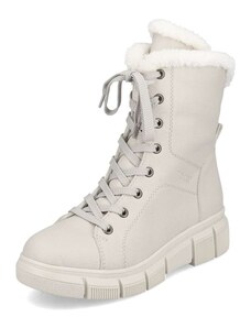 South Beach Faux Fur Chunk Lace Up Boot in Cream-White