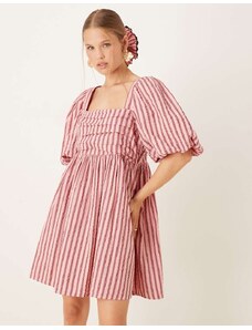 Wednesday's Girl striped mini smock dress in green and white