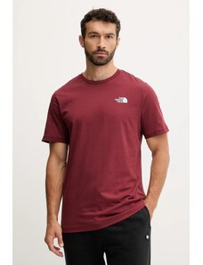 Bavlněné tričko The North Face Redbox pánské, vínová barva, s potiskem, NF0A87NPDO31