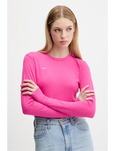 Tričko s dlouhým rukávem Pangaia Cotton-Stretch Long-Sleeved Top růžová barva, 10002429