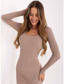 RUE PARIS Dámské béžové šaty -dark beige Béžová