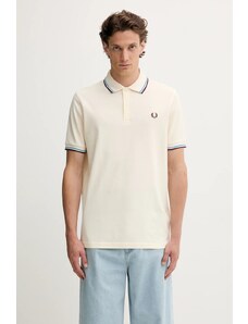 Bavlněné polo tričko Fred Perry pánské, béžová barva, M3600