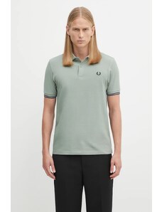 Bavlněné polo tričko Fred Perry pánské, zelená barva, M3600