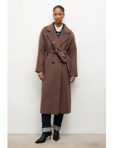 Vlněný kabát Answear.LAB hnědá barva, přechodný, dvouřadový