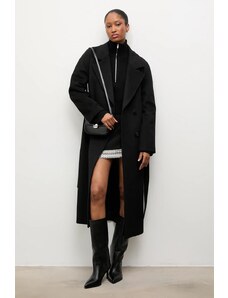 Vlněný kabát Answear.LAB černá barva, přechodný, dvouřadový