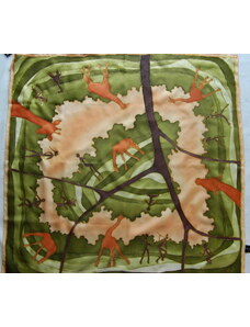 Hedvábný ručně malovaný šátek - ŽIRAFA