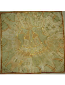 Hedvábný ručně malovaný šátek 13 - Praha