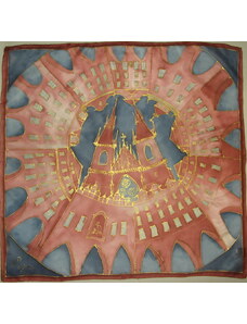 Hedvábný ručně malovaný šátek 11 - Praha
