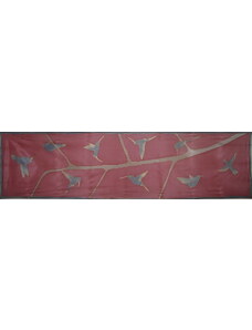 Hedvábný ručně malovaný šál - Kolibříci 16