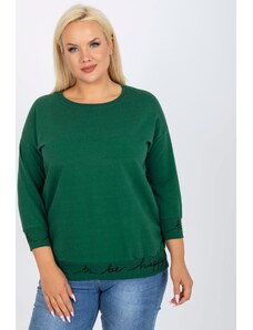 MladaModa Oversize mikina Charliza s nápisy na patentech tmavě zelená+černá