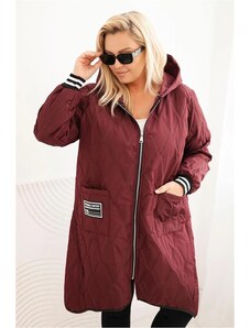 MladaModa Dlouhá prošívaná bunda s kapucí model 5393-1 tmavě fialová