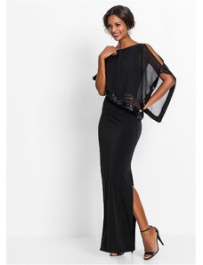 bonprix Žerzejové šaty s pajetkami Černá