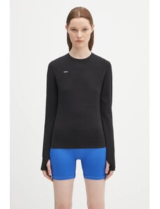 Tričko s dlouhým rukávem Pangaia Cotton-Stretch Long-Sleeved Top černá barva, 10002429