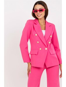 MladaModa Dvouřadé sako s vycpávkami na ramenou model 55500 fuchsiové