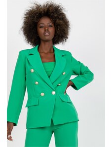 MladaModa Dvouřadé sako s vycpávkami na ramenou model 55500 zelené
