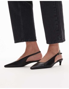 Tommy Hilfiger slingback kitten heels with buckle detail in black