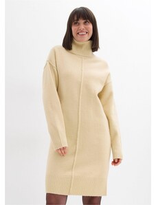 bonprix Pletené šaty s ozdobným švem Béžová
