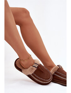 Boto Dámské pantofle s kožešinou a výšivkou