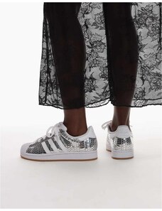 adidas Originals Superstar II croc print trainers in metallic silver