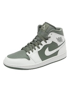 Jordan Kotníkové tenisky 'AIR JORDAN 1 MID' khaki / bílá