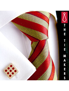 Beytnur Luxusní hedvábná kravata zlatá s oranžovým pruhem 211-2