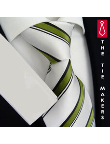 Zelenobílá kravata Beytnur 168-2 pruhovaná
