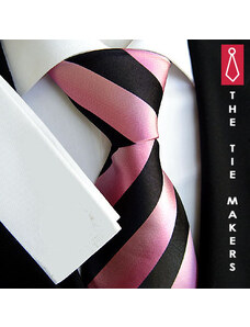 Jemná hedvábná kravata Beytnur 93-2 černorůžová