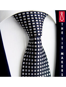Beytnur Luxusní hedvábná kravata černá s kostkou 216-1