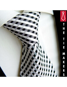 Kostičkovaná bíločerná kravata Beytnur 40-1