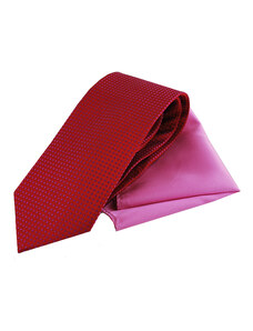 LM moda Červeno růžový set, kravaty a kapesníčku