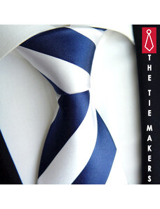 100% hedvábná kravata Beytnur 114-6 bílo modrá