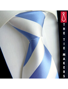 100% hedvábná kravata Beytnur 114-3 bílo modrá
