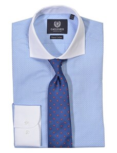 Luxusní modrá pánská košile Gagliardi s bílým límcem a manžetami