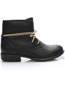 Černé kožené boty s tkaničkami Online Shoes