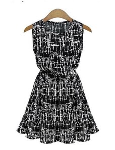 NoName Letní černobílé vzorované šaty
