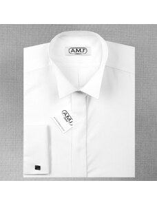 Pánská košile AMJ do fraku na manžetové knoflíčky, bílá JDA018FR, dlouhý rukáv